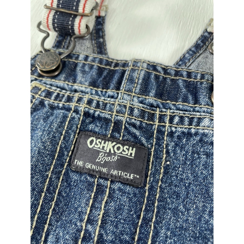 Osh Kosh Denim Overalls Size 9-12 Months Shortalls Blue Jean‎ Baby Cute - Picture 3 of 9